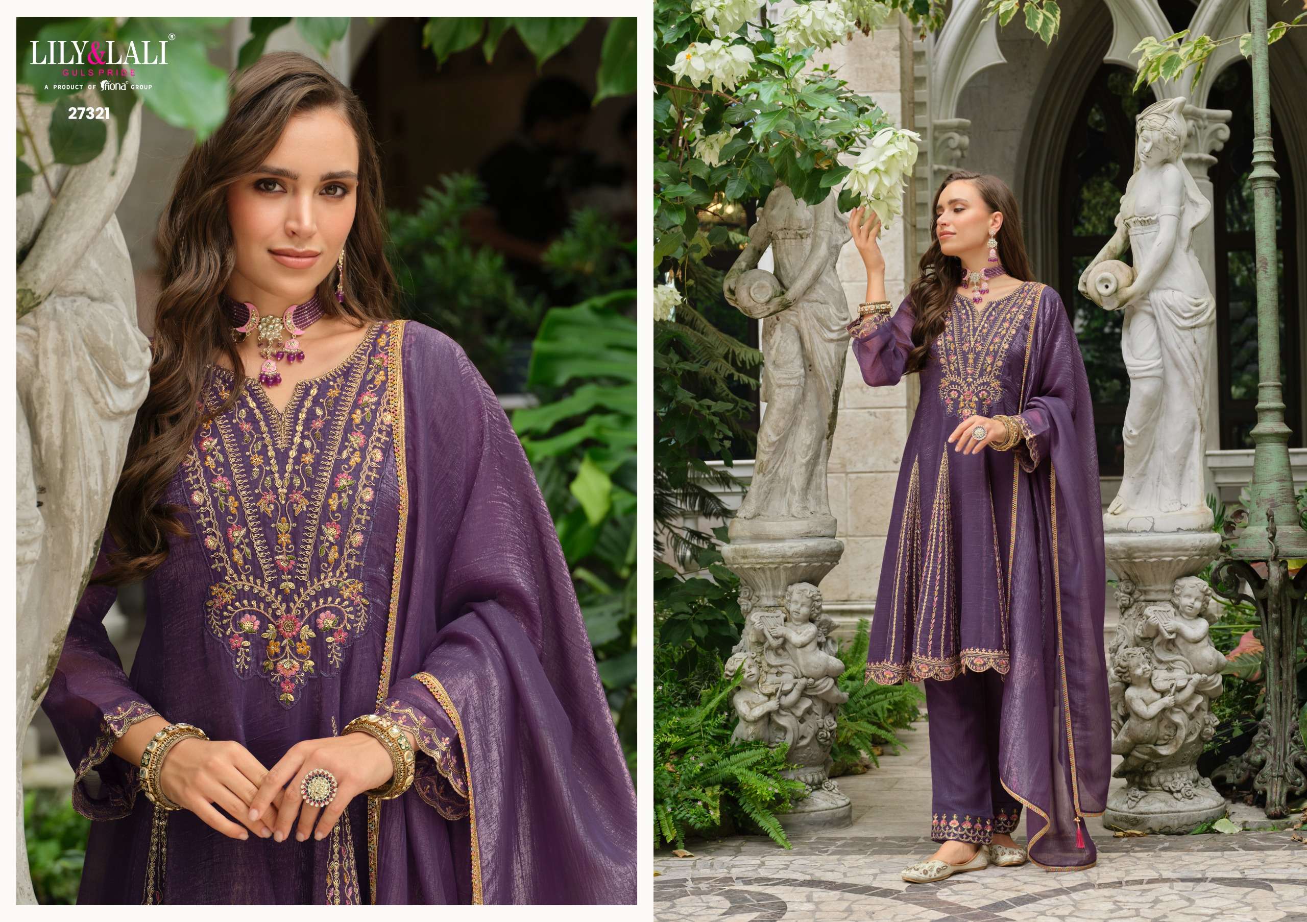 LILY & LALI AASMA FESTIVAL COLLECTION SILK WITH KALI WORK SUIT WHOLESALER SHOP